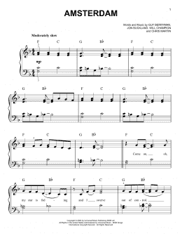 page one of Amsterdam (Easy Piano)