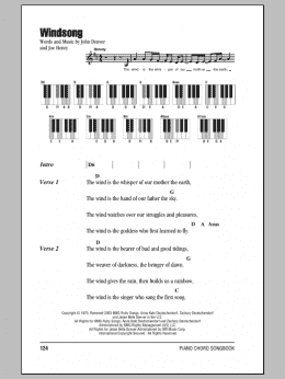 page one of Windsong (Piano Chords/Lyrics)