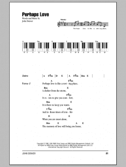 page one of Perhaps Love (Piano Chords/Lyrics)