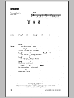 page one of Dreams (Ukulele Chords/Lyrics)