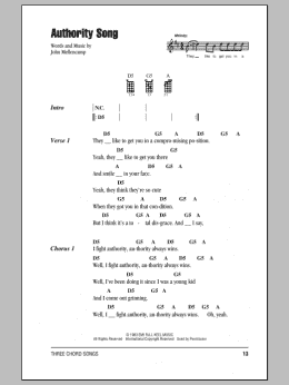 page one of Authority Song (Ukulele Chords/Lyrics)