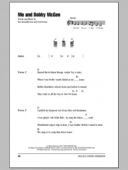 page one of Me And Bobby McGee (Ukulele Chords/Lyrics)