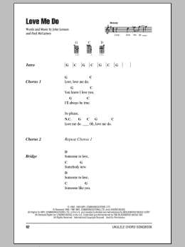 page one of Love Me Do (Ukulele Chords/Lyrics)