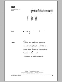 page one of Kiss (Ukulele Chords/Lyrics)