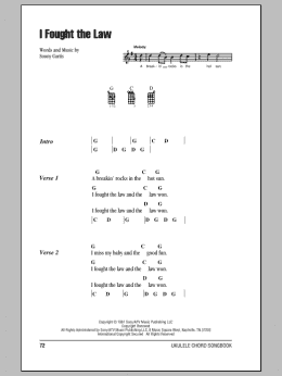 page one of I Fought The Law (Ukulele Chords/Lyrics)