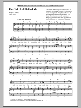 page one of The Girl I Left Behind Me (Piano & Vocal)