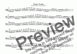 page one of Major/Minor Scales: Baritone Bass Clef (E2-Bb4)