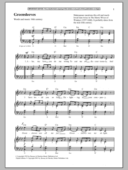 page one of Greensleeves (Piano & Vocal)