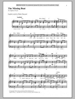 page one of The Missing Boat (Piano & Vocal)
