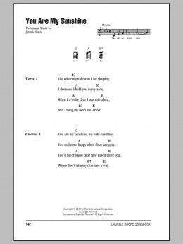 page one of You Are My Sunshine (Ukulele Chords/Lyrics)