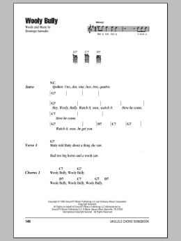 page one of Wooly Bully (Ukulele Chords/Lyrics)