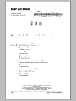 page one of Twist And Shout (Ukulele Chords/Lyrics)