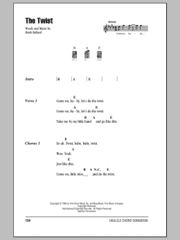 page one of The Twist (Ukulele Chords/Lyrics)