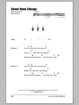 page one of Sweet Home Chicago (Ukulele Chords/Lyrics)