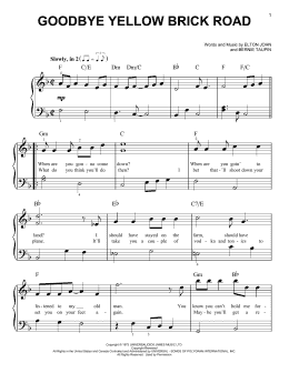 page one of Goodbye Yellow Brick Road (Easy Piano)