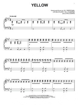 page one of Yellow (Piano Solo)