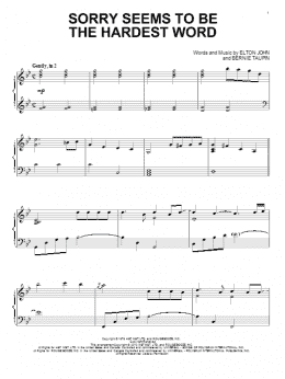 page one of Sorry Seems To Be The Hardest Word (Piano Solo)