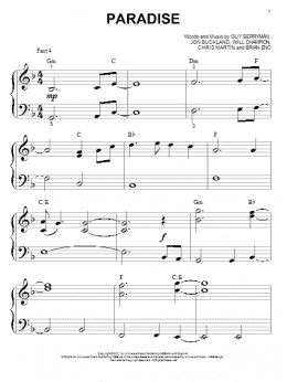 page one of Paradise (Big Note Piano)