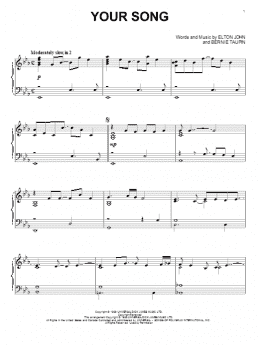 page one of Your Song (Piano Solo)