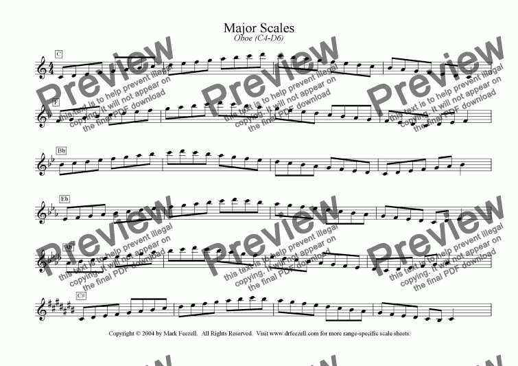 Major Minor Scales Oboe C4 D6 Download Sheet Music Pdf File