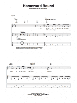 page one of Homeward Bound (Guitar Tab (Single Guitar))