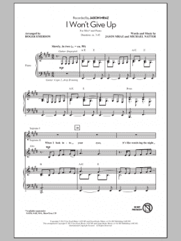 page one of I Won't Give Up (SSA Choir)