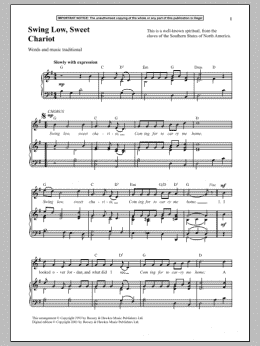 page one of Swing Low, Sweet Chariot (Piano & Vocal)