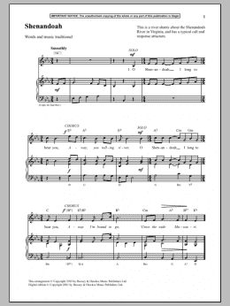 page one of Shenandoah (Piano & Vocal)