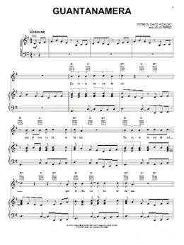 page one of Guantanamera (Piano, Vocal & Guitar Chords (Right-Hand Melody))