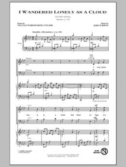 page one of I Wandered Lonely As A Cloud (SAB Choir)