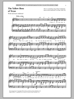 page one of The Yellow Rose Of Texas (Piano & Vocal)