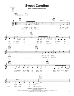 page one of Sweet Caroline (Ukulele)