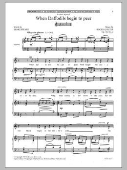 page one of When Daffodils Begin To Peer (Piano & Vocal)