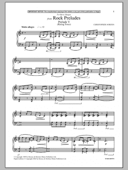 page one of Prelude V (Rising Force) (from Rock Preludes) (Piano Solo)