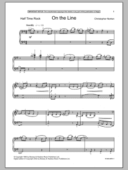 page one of On The Line (Piano Solo)