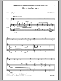 page one of I Have Twelve Oxen (Piano & Vocal)