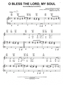 page one of O Bless The Lord, My Soul (Piano, Vocal & Guitar Chords (Right-Hand Melody))