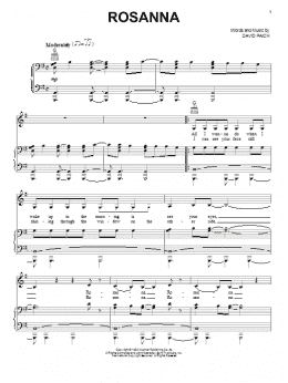 page one of Rosanna (Piano, Vocal & Guitar Chords (Right-Hand Melody))