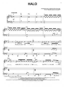 page one of Halo (Piano & Vocal)