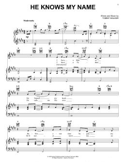 page one of He Knows My Name (Piano, Vocal & Guitar Chords (Right-Hand Melody))