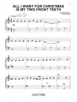 page one of All I Want For Christmas Is My Two Front Teeth (Beginning Piano Solo)