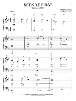 page one of Seek Ye First (Big Note Piano)