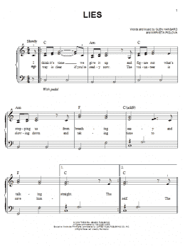 page one of Lies (Easy Piano)