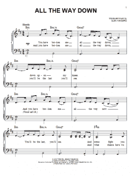 page one of All The Way Down (Easy Piano)