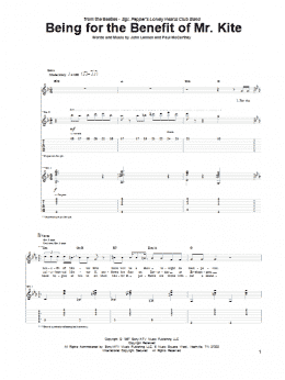 page one of Being For The Benefit Of Mr. Kite (Guitar Tab)