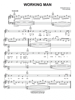 page one of Working Man (Piano, Vocal & Guitar Chords (Right-Hand Melody))