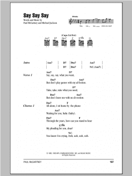 page one of Say Say Say (Guitar Chords/Lyrics)