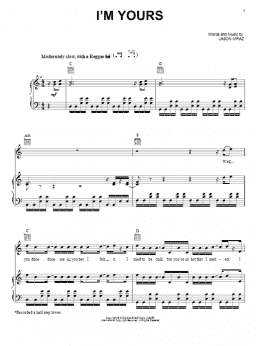 page one of I'm Yours (Piano, Vocal & Guitar Chords (Right-Hand Melody))