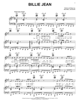 page one of Billie Jean (Piano, Vocal & Guitar Chords (Right-Hand Melody))