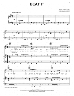 page one of Beat It (Piano, Vocal & Guitar Chords (Right-Hand Melody))